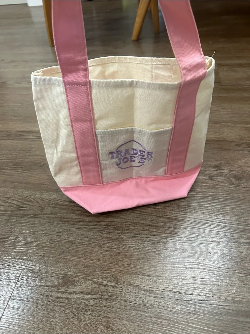 Trader Joe's Pink & Cream Canvas Tote Bag